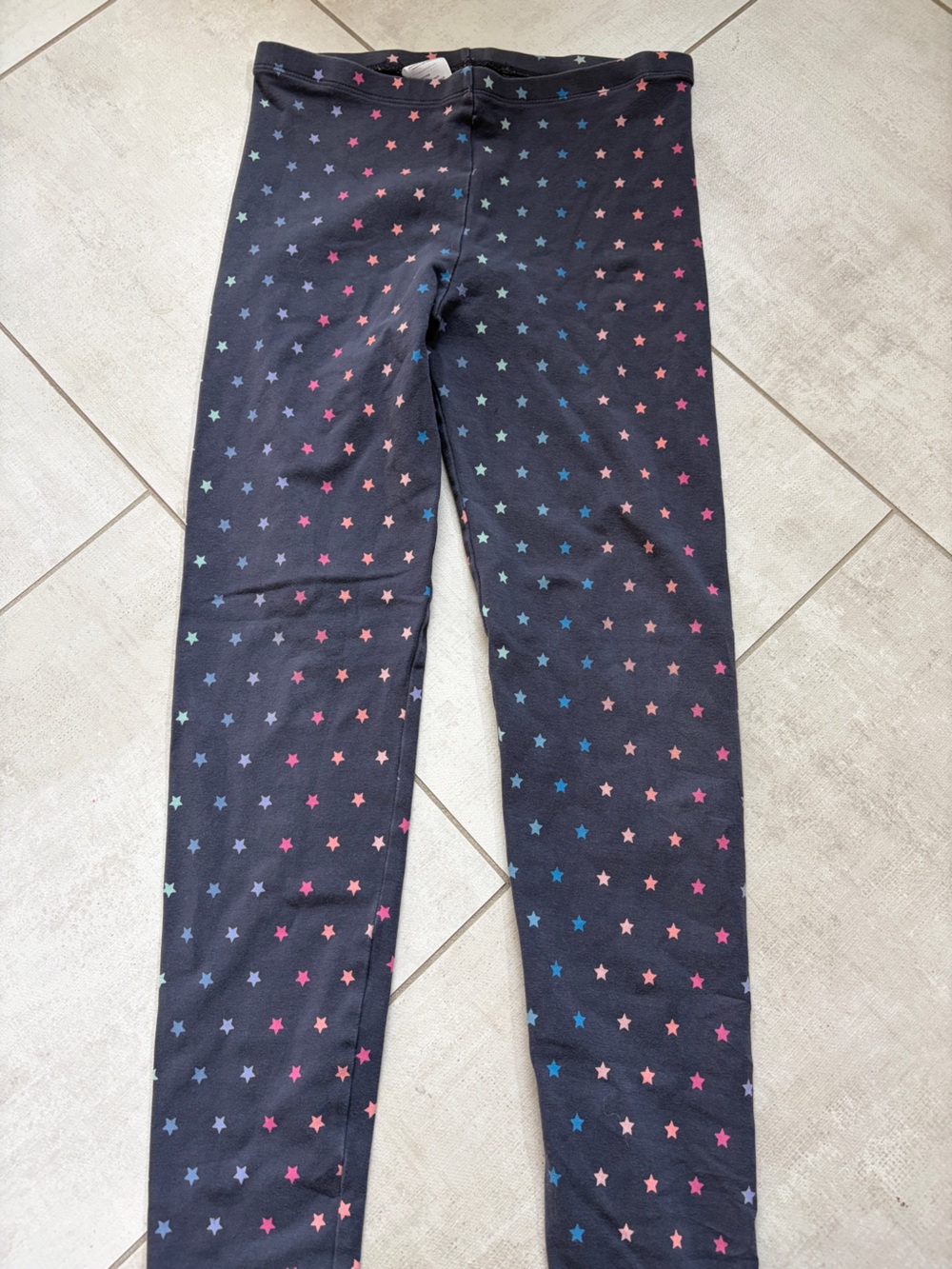 Tea Collection 2 pair size 12 Leggings. Navy with rainbow and gray with stars